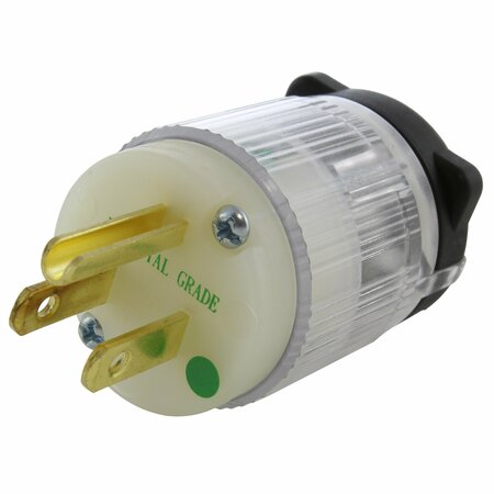 AC WORKS NEMA 5-15P 15A 125V Medical/Hospital Grade Plug with UL, C-UL Approval in Clear ASMD515P-CL